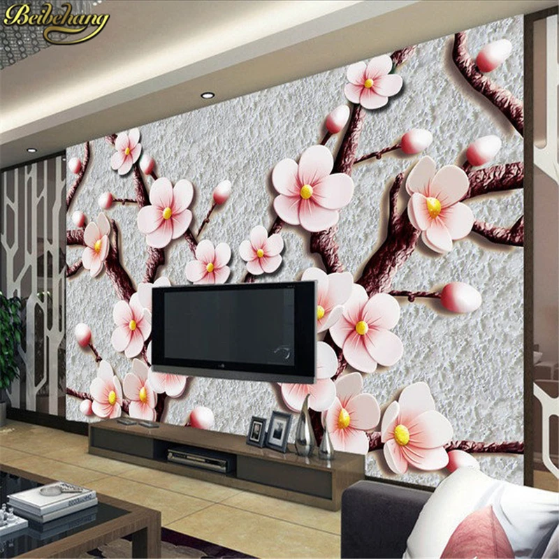 custom Modern Peach blossom 3d wallpaper wall mural papel de parede photo wall paper roll photo wallpaper 3d flooring paper