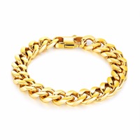 Classic Hiphop Stainless Steel Chain Bracelet Bangles For Men Black /steel/Gold Color punk Male link Jewelry Accessory