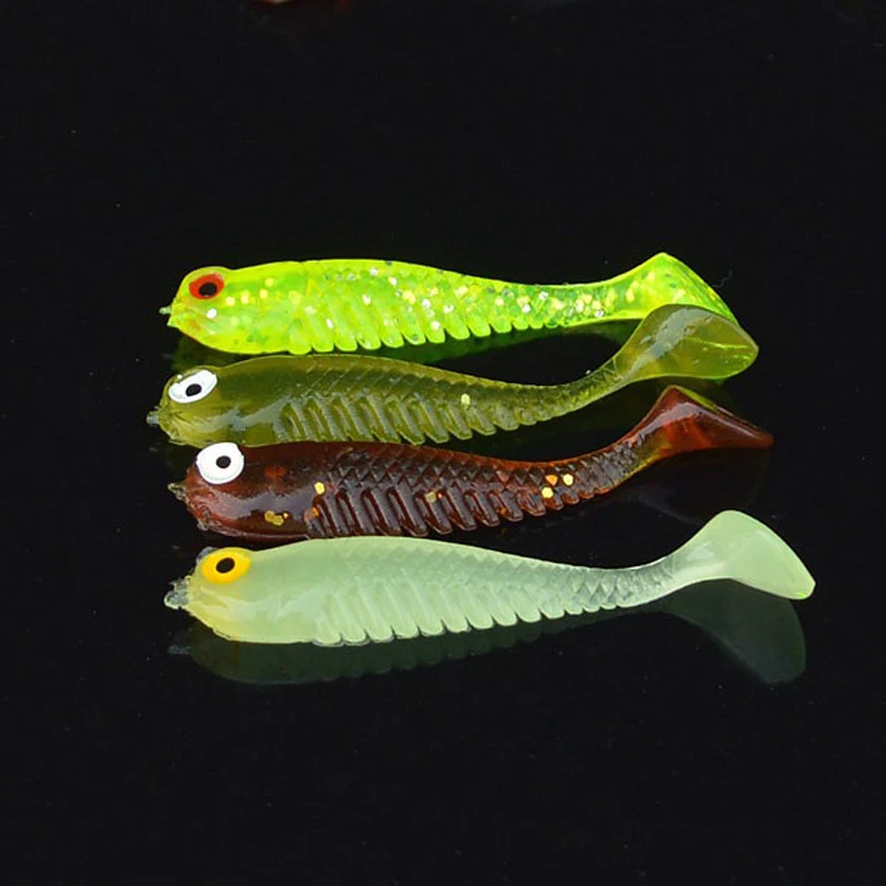 Day Night Fishing Lure Soft Bait 3D Tails Artificial Bionic Baits Best Small Glow 5cm Fish Attraction