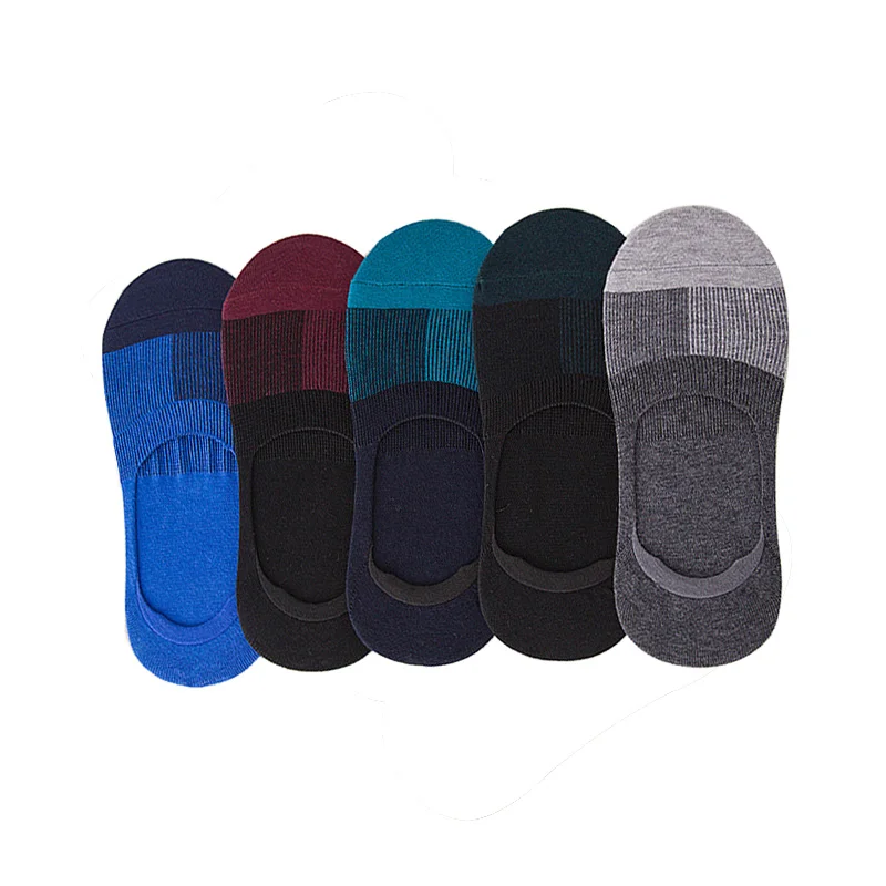 

5 Pairs Mens Socks Business Invisible Enlarge Code Male Socks Cotton Silica Gel Non-slip Shallow Mouth Ankle Sock Slippers Meias