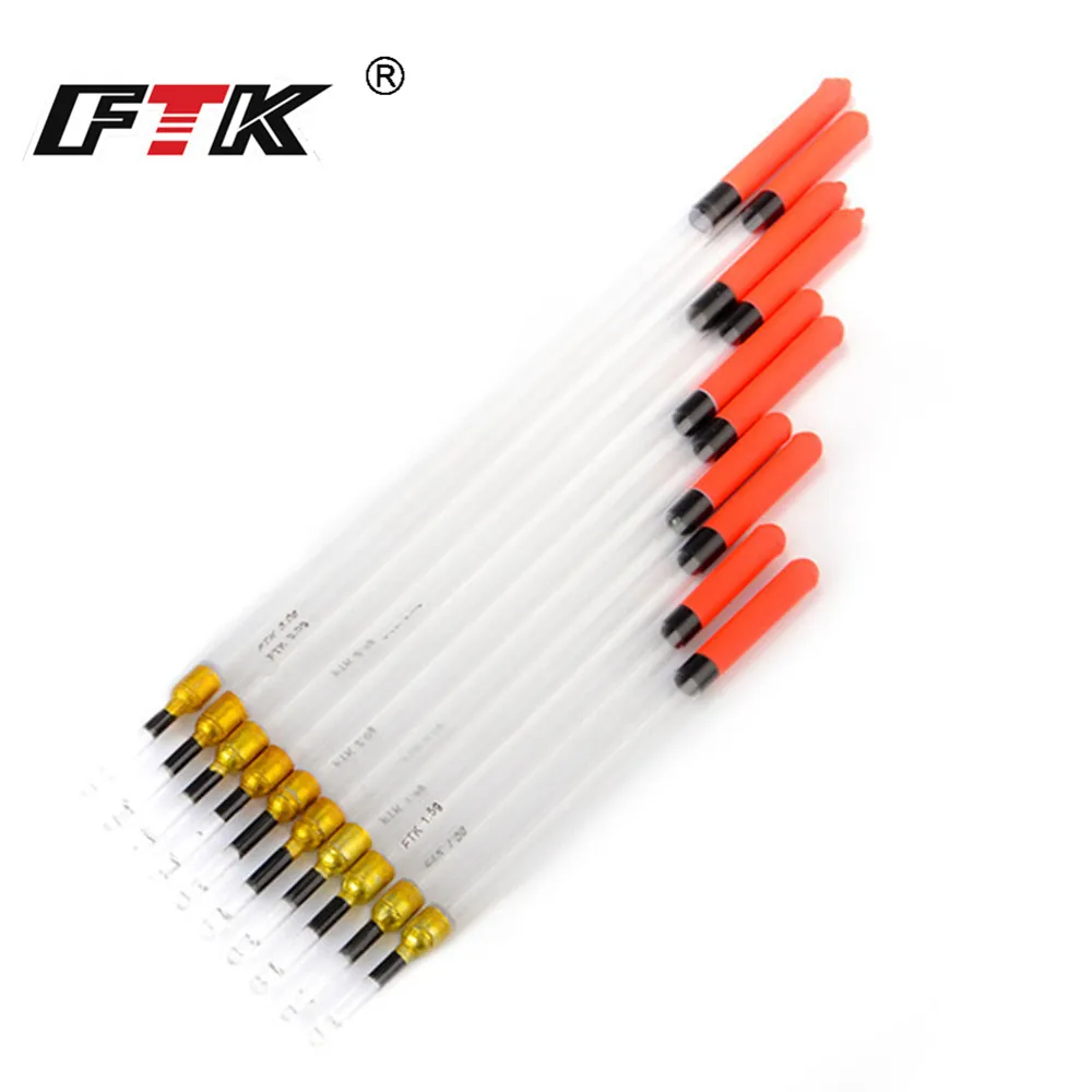 FTK 10Pcs/Pack Clear Plastic Fishing Floats Floating Stem Tubes Mix Sizes Kits Tackle Accessories