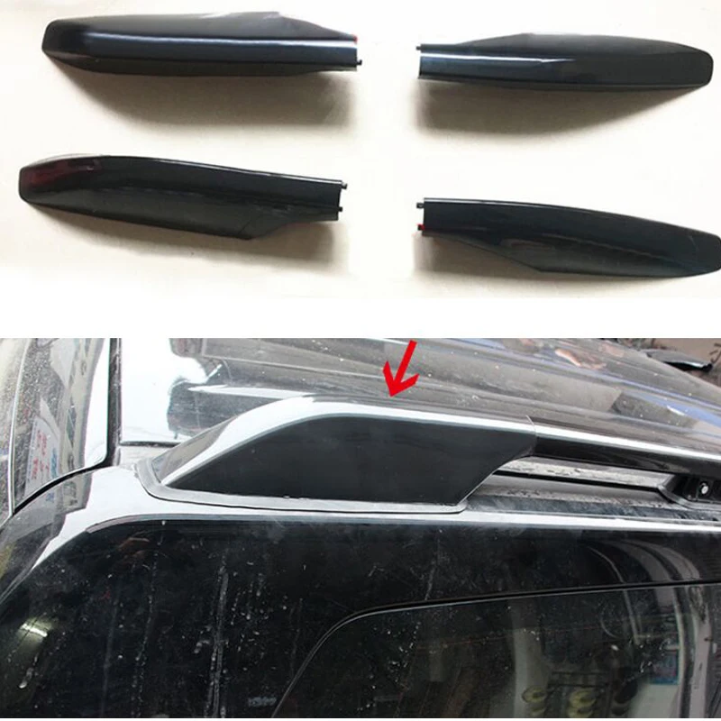 

Black ABS Roof Rack Bar Rail End Protection Cover Shell 4PCS For Toyota Land Cruiser Prado Fj120 FJ 120 2003-2009