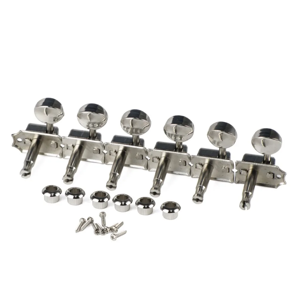 FLEOR Set of Nickel Silver 6-in-line Vintage Electric Guitar Machine Heads Tuners Tuning Keys Pegs 6R Guitar Accessories