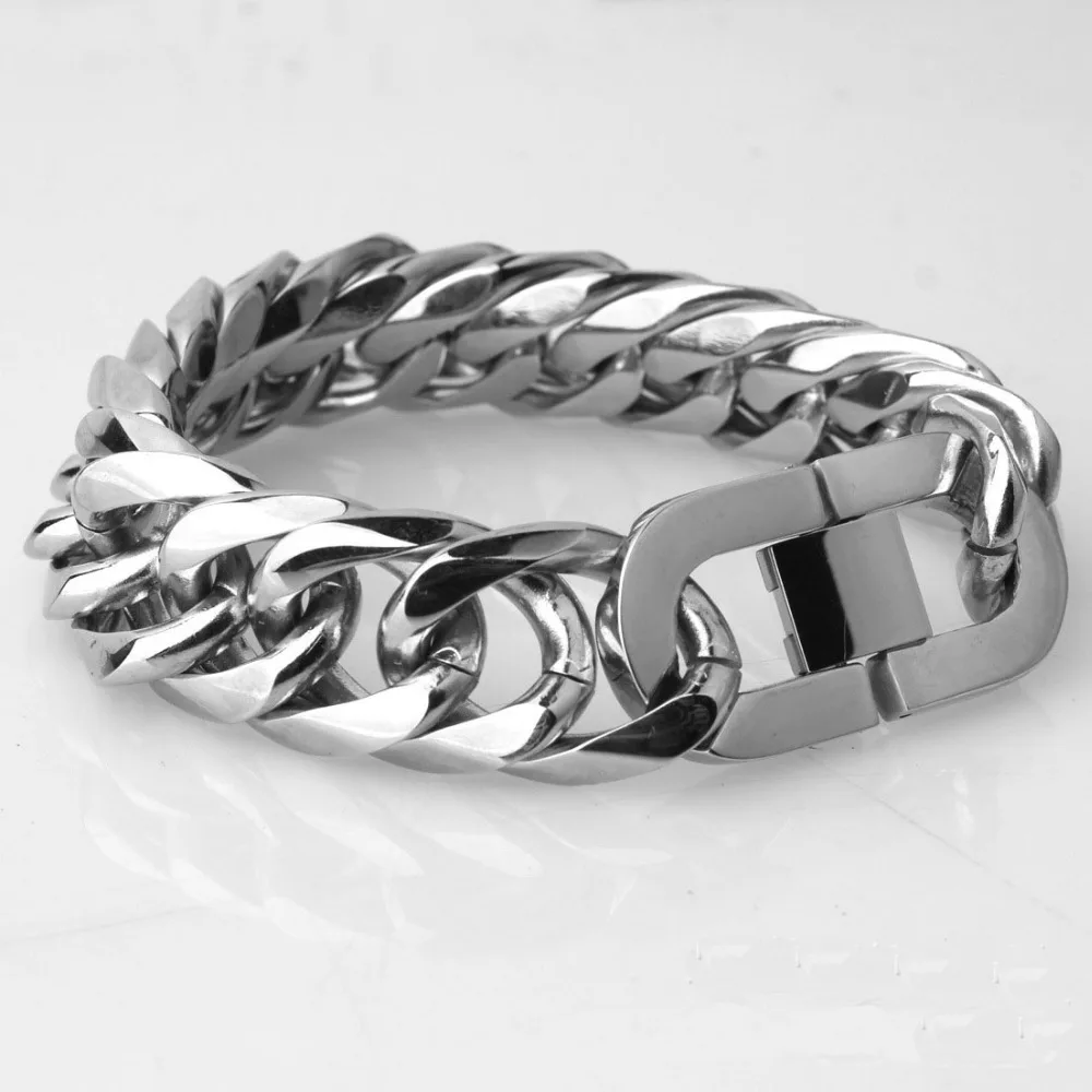 13/16/19/21mm Top Quality Stainless Steel Men Cuban Chain Bracelet Wristbands Exaggerated Big Chain Bracelets Men\'s Fine Jewelry