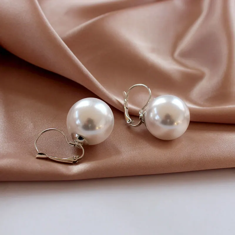 Carvejewl New Arrive Fashion Simple big pearl clip on Earrings For Women jewelry Korean design Elegant Simulated Pearl earrings