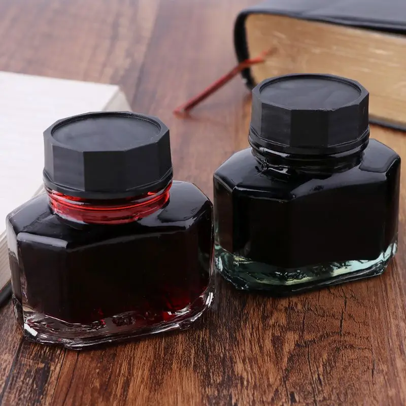 50ml verre en bouteille lisse écriture stylo plume encre recharge école étudiant papeterie fournitures de bureau 4 couleurs