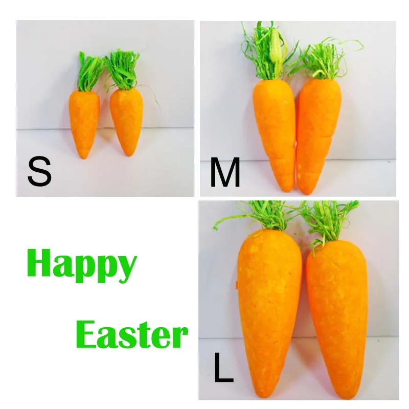 Accesorios para manualidades de zanahorias de espuma, 36 piezas, tamaño S/M/L, fruta de espuma, decoración de Pascua