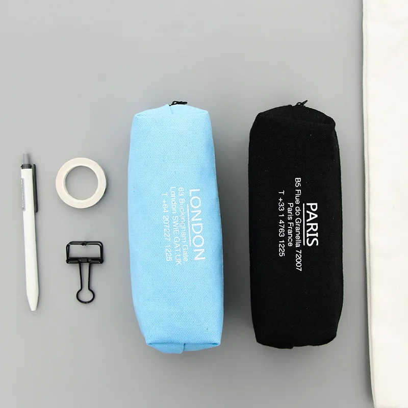 かわいいロンドンパリ東京デニム鉛筆ケース学校事務用品ペンポーチ学生文具鉛筆ケース化粧品保存袋