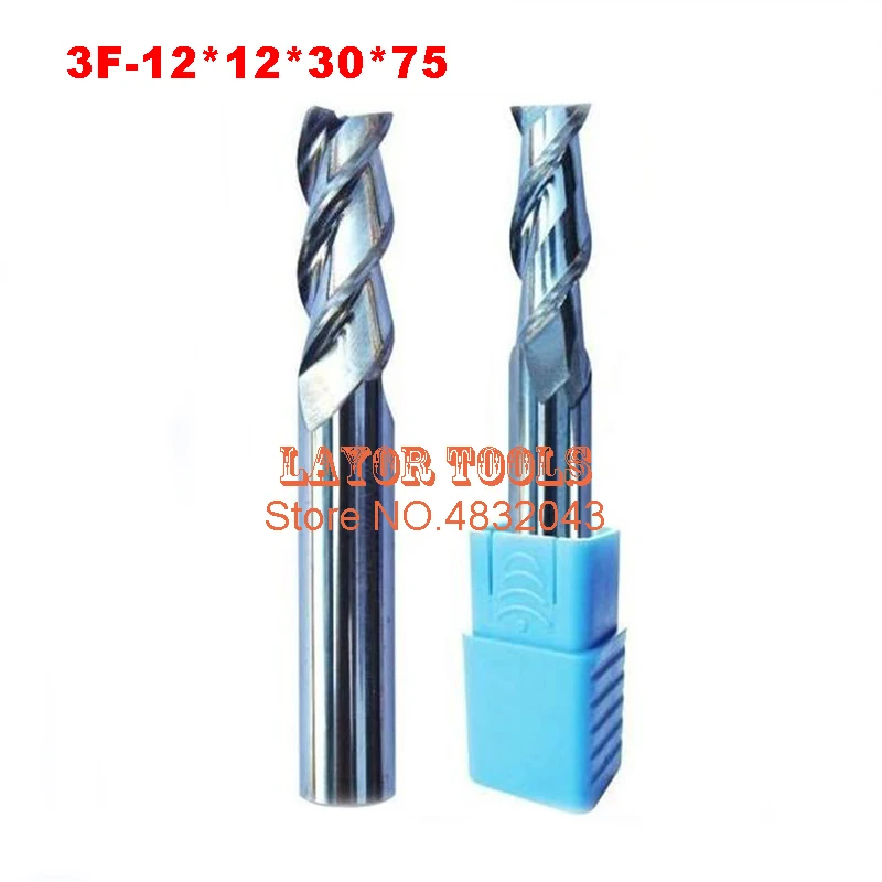 3f-12,hrc50,carbide Square Flatted End Mill,3flute Milling Cutter For Aluminum Endmill Tools Carbide Cnc End Mill Router Bits