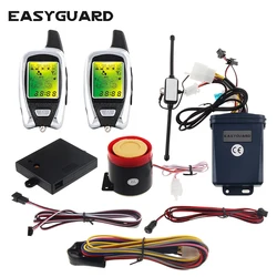 EASYGUARD LCD cercapersone 2 vie sistema di allarme del motociclo di sicurezza universale dc12v con avviamento del motore a distanza di arresto shock/sensore di a microonde