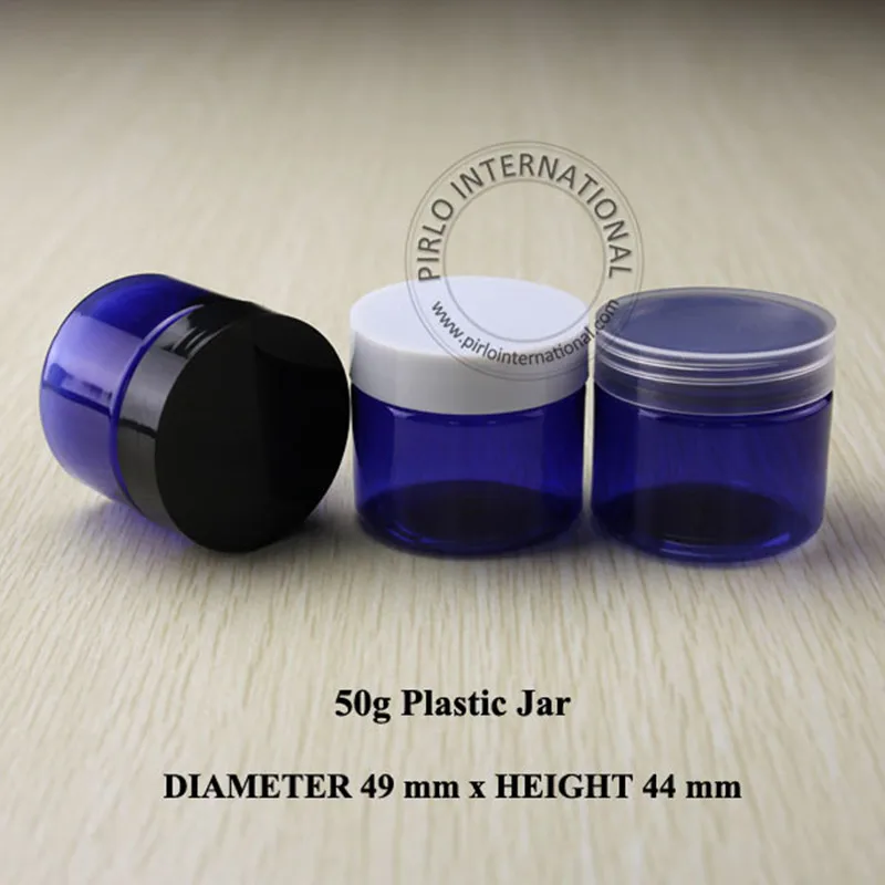 

50ml Cobalt Blue Plastic Jar With Lid Empty Cosmetic Packaging Makeup PET Bottle Pot For Face Facial Mask Hand Cream Containers