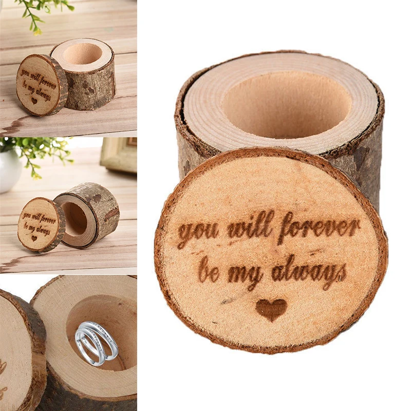 Hot Wooden Retro Shabby Chic Rustic Wedding Ring Pillow Bearer Boxes Decoration