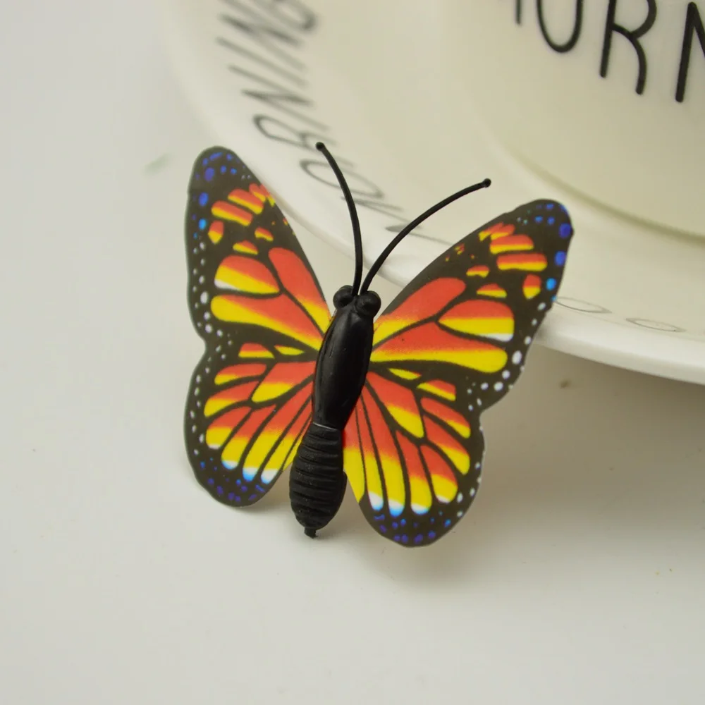 40pcs 3D PVC 4CM Simulation Butterfly Wall Wedding Valentine Home Decora Diy Stickers Art Decals TV Fridge Kids Toys Multicolor