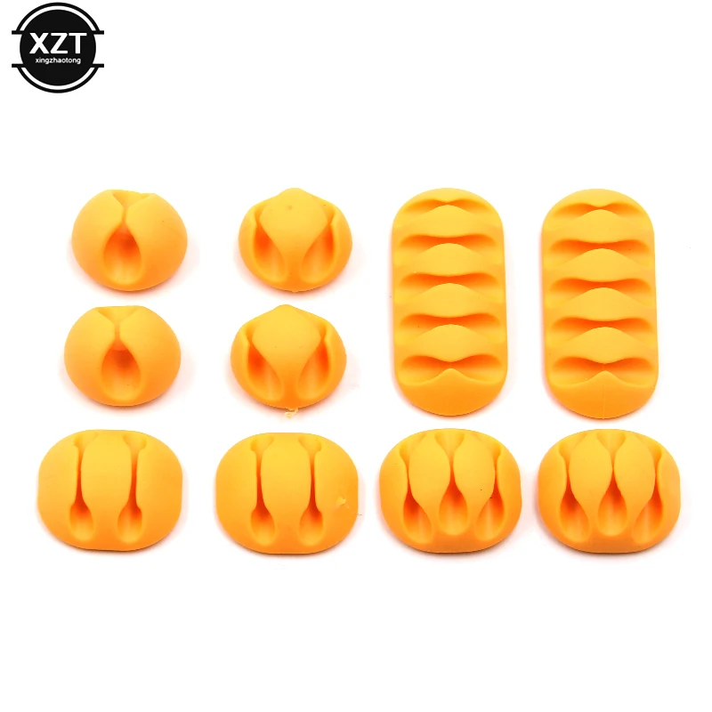 10Pcs/set Multipurpose Single Double Five holes Wire Cord Cable winder Ties USB Charger Holder Organizer With Adhesive Desk image 2