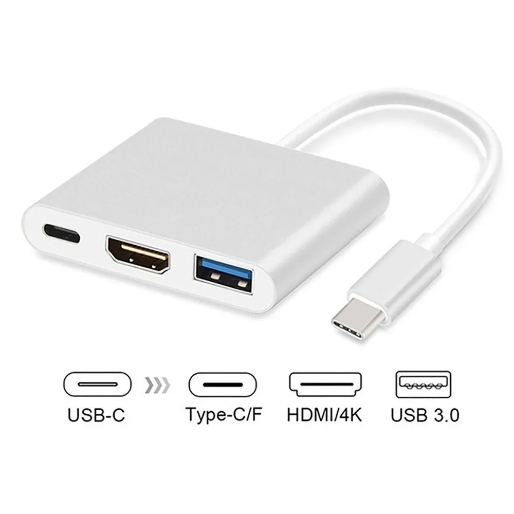 USB-C to 4K HDMI Adapter USB C to USB3.0 Port 3 in 1 Type C Converter for MacBook Pro Samsung S8 S9 Pixel Huawei Mate10