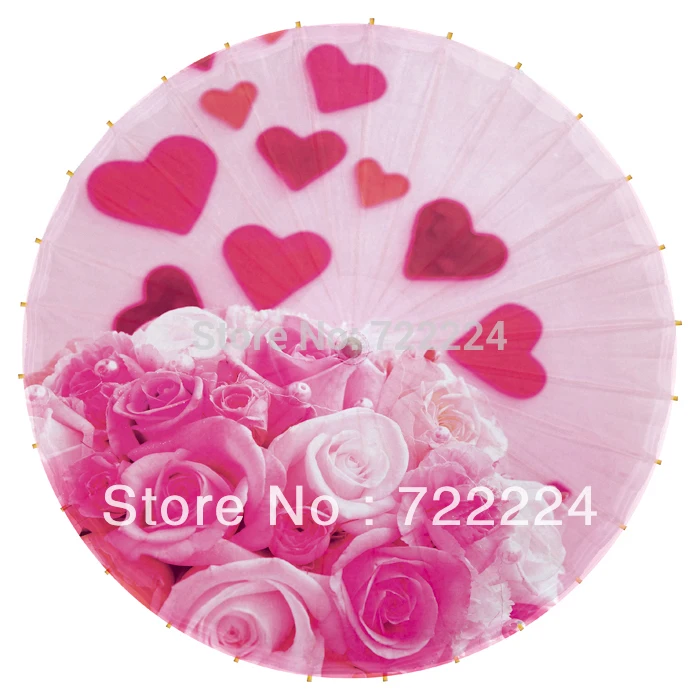 Free shipping Dia 50cm chinese handmade craft umbrella rose and heart for lovers waterproof oiled paper umbrella as gift