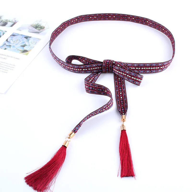 designer belts high qualityi National traits belt canvas straps waist tasstel rope straps retro female decorative dress fringed