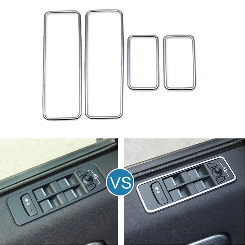 4pcs/Set Silver Car Door Window Switch Cover Trim High Quality ABS Plastic suitable For Land Rover Discovery Sport 2015-2018