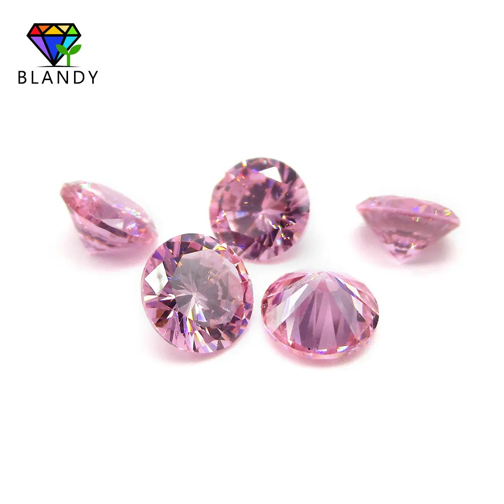 Factory Price 1.0--3.0mm Round Brilliant Cut Pink Cubic Zirconia Stone 5A Quality Loose Synthetic CZ Gems For Jewelry Making