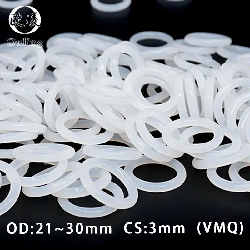 

5PCS/lot White Silicone Ring Silicon/VMQ O ring 3mm Thickness OD21/22/23/24/25/26/27/28/29/30*3mm Rubber o-ring Seal Gaskets