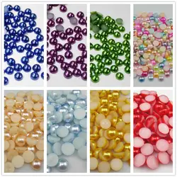 Molti Colori 3 millimetri 4 millimetri 5 millimetri 6 millimetri 7 millimetri 8 millimetri 10 millimetri Craft ABS Imitazione Perla a metà Intorno a Flatback Beads Scrapbook FAI DA TE Monili Che Fanno