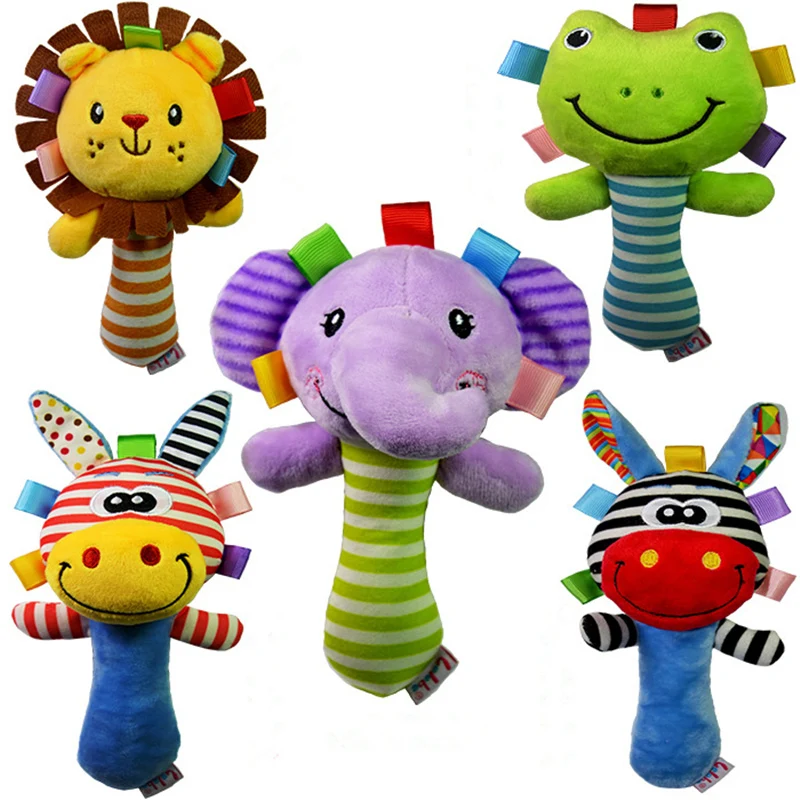 Lelebe – jouet pour bébé, anneau clochette BB bébé, petite poupée éducative, tige mignonne dessin animé Animal Musical en peluche, jouet couineur