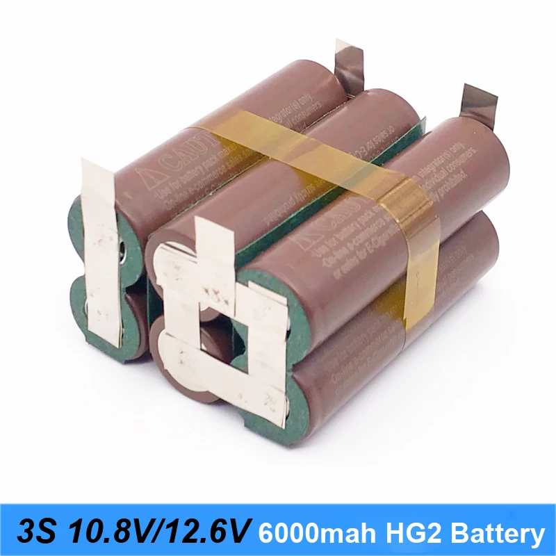 แบตเตอรี่ 18650 hg2 3000mAh 20 แอมป์ 12.6V ถึง 25.2V ไขควงแบตเตอรี่เชื่อมบัดกรีแถบ 3S 4S 5S 6S แบตเตอรี่ Pack (ปรับแต่ง)
