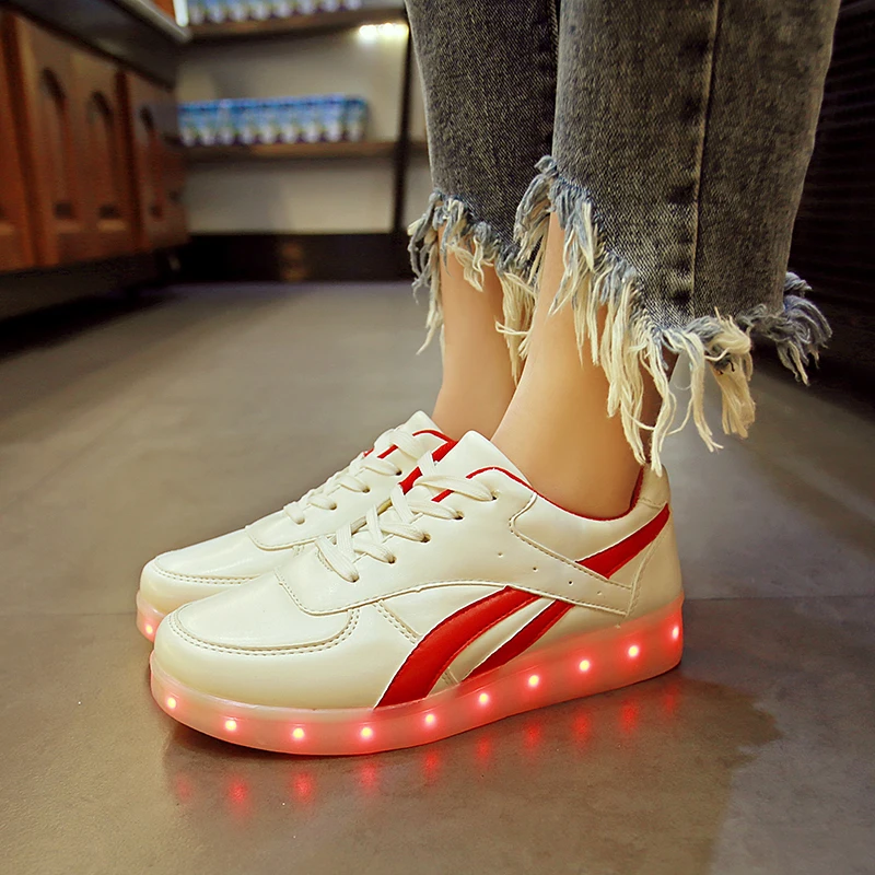 

RayZing Women Red Twill Shoes Unisex Colorful Glowing Simulation Sole Casual Adults Led Luminous Neon Shoe Female Lights Up Shoe