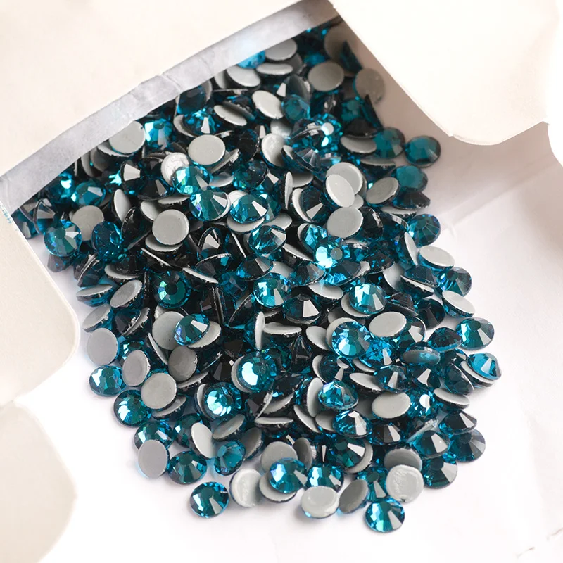 YANRUO 2058HF SS4-SS30 Blue Zircon Flat Back Glass Stones Hot Fix Strass Crystal Hotfix Rhinestones For Dresses