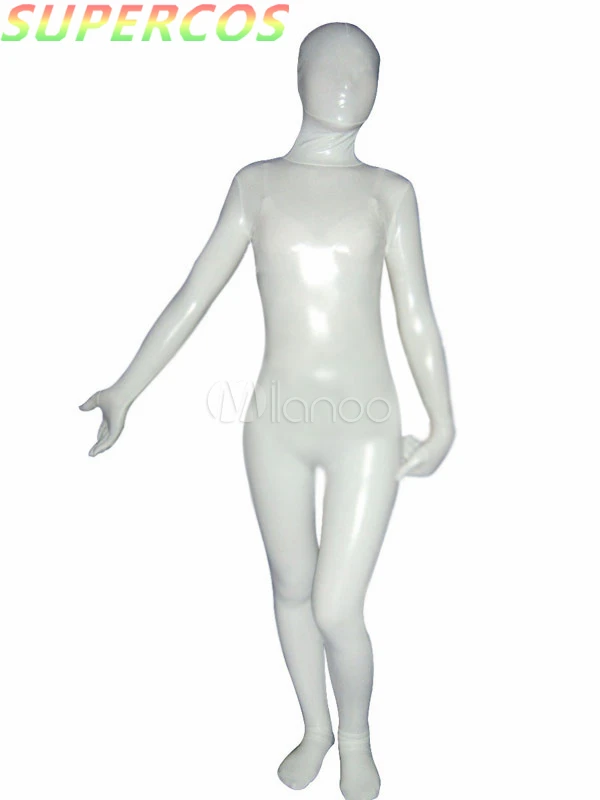 High Quality Halloween Carnival Party Halloween White Metallic Zentai Suit