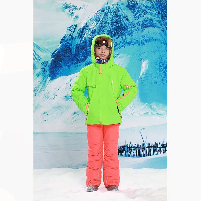 kids clothes winter ski suit windproof 5000ski jackets+pant kids' winter snow girls clothes boys clothes outdoor -20-30 degree