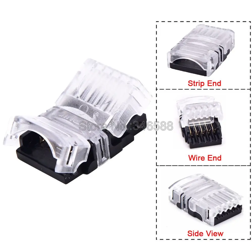 5pcs 5 Pin LED Strip to Wire Quick Connector for 12mm RGBW IP65 Waterproof 5050 LED Tape Light Connection Conductor