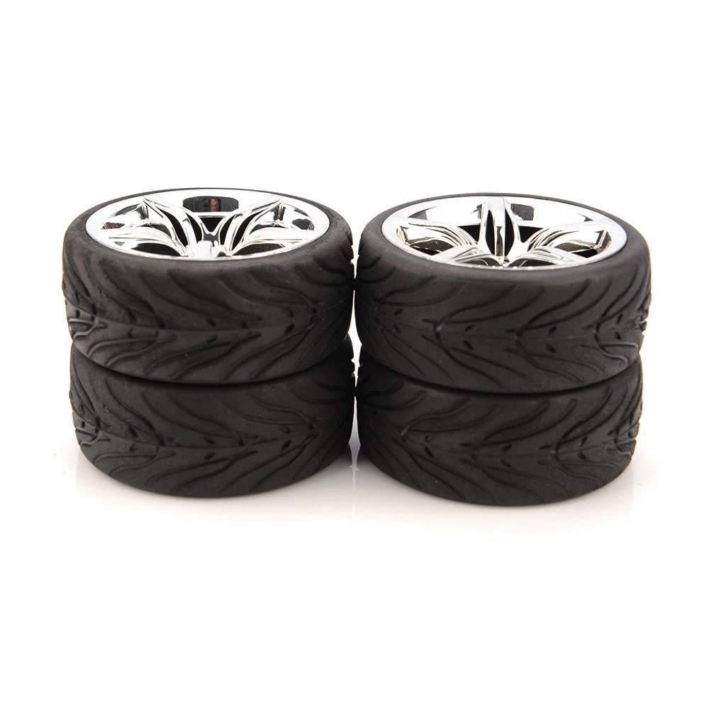 4pcs/set 12mm hex Rubber  Tire and Wheel Rim fit RC 1:10 on Road Racing Car Parts Accessories