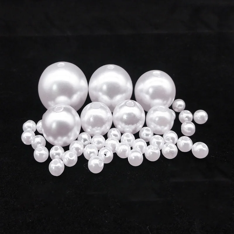 3-25mm Dia Straight Hole White Color Imitation Pearls Beads Round Loose Beads DIY Bracelet Necklace Jewelry Making  Accessories