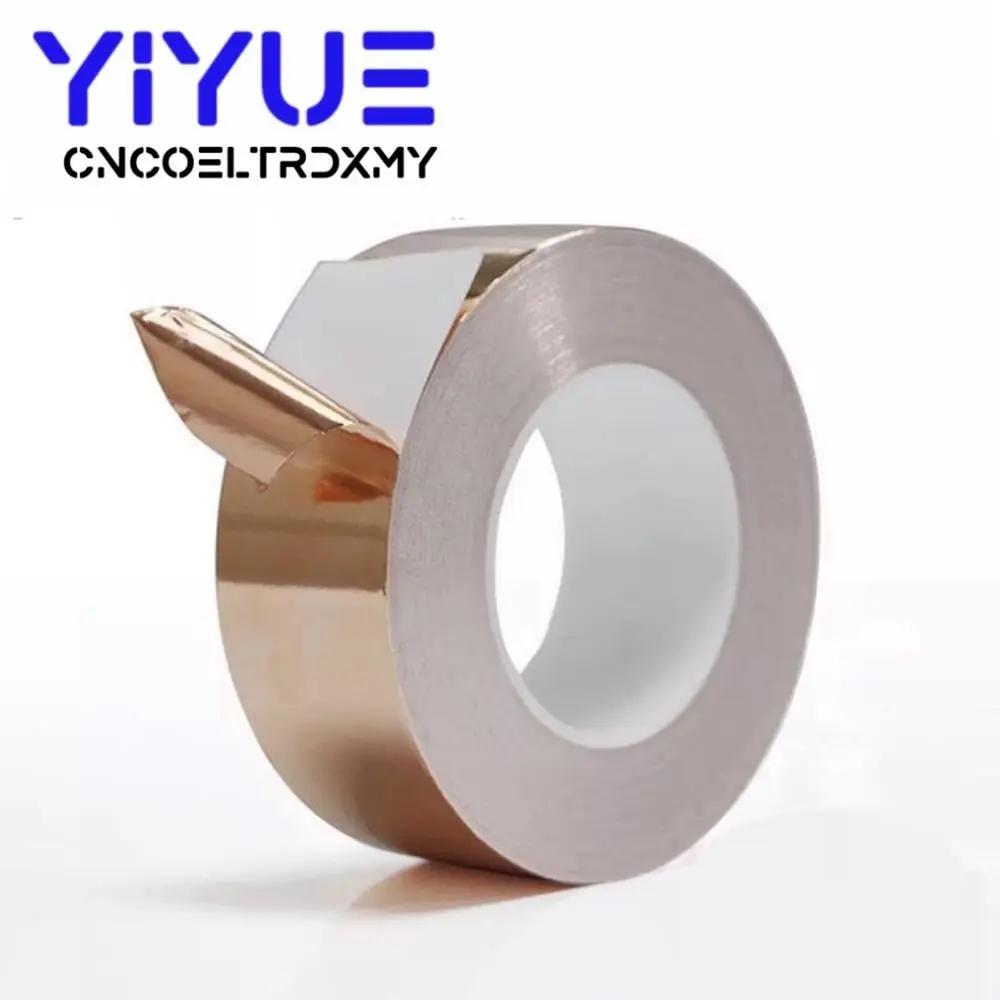 25 Meters Single Side Conductive Copper Foil Tape Strip Adhesive EMI Shielding Heat Resist Tape 5-12mm