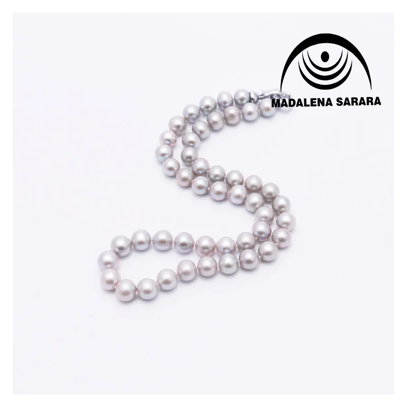 

MADALENA SARARA AAA 8-9mm Freshwater Pearl Strand Necklace Gray Color Pearl Bead Strand Fine Luster With Heart Clasp