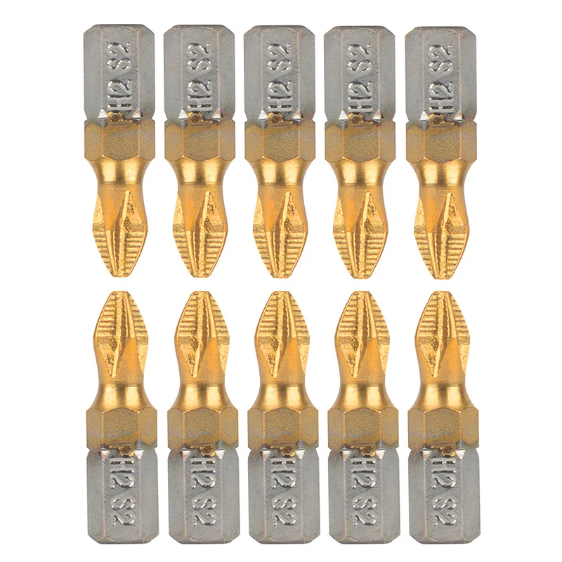 10Pcs 25Mm 1/4Inch PH2 Magnetische Schroevendraaier Bits Schacht Titanium Coated Schroevendraaier Bits Elektrische Boren power Tools