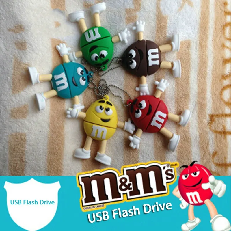 Crazy hot Pen Drive Chocolate M&M USB Flash Drive 4G 8g 16gb 32gb 64g USB Stick Memory Pendrive U Disk Creative Fun Gift usb 2.0