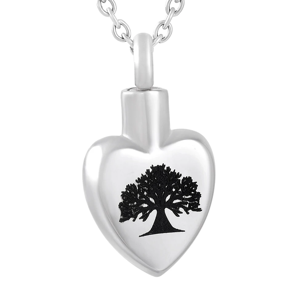 IJD9815 Tree of Life Hearts Cremation Urn Keepsake Memorial Stash Pendant Locket Necklace Capsule Jewelry