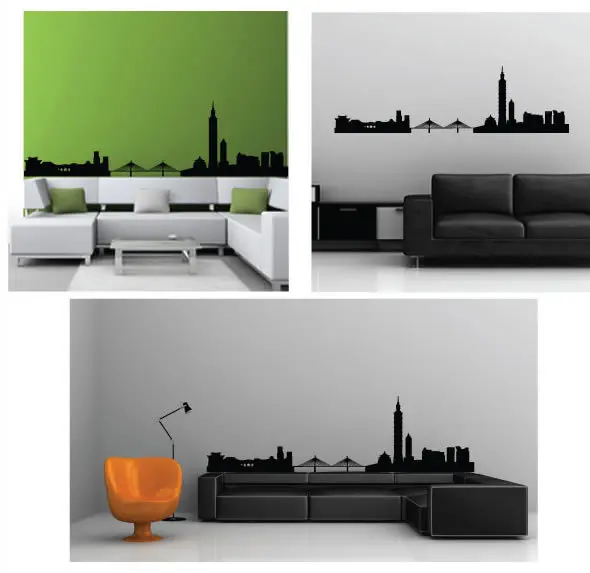 Taipei Taiwan Skyline - Famous Landmarks Removable Wall Decor Decal Sticker  Fashion Free Shipping Poster