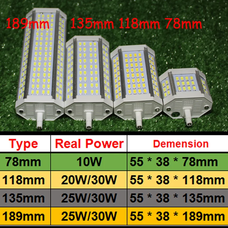 R7S LED 118mm 78mm 135mm 189mm 10W 20W 25W 30W 118mm dimmable led Bulb R7S light J118 lamp with NO fan AC110-240V 220V 230V 240V