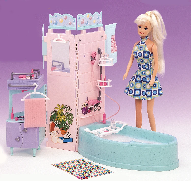 Muebles bonitos para muñeca barbie, accesorios de baño, bañera, piscina, juego para niños, novedad