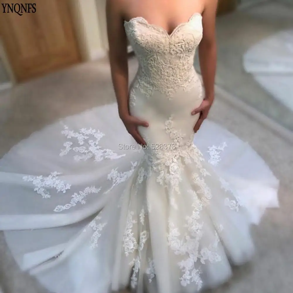 YNQNFS W22 Real Vestido de Noiva Simples Trumpet Mermaid Wedding Dresses Party Gowns Bridesmaid Dresses Vestidos 2019