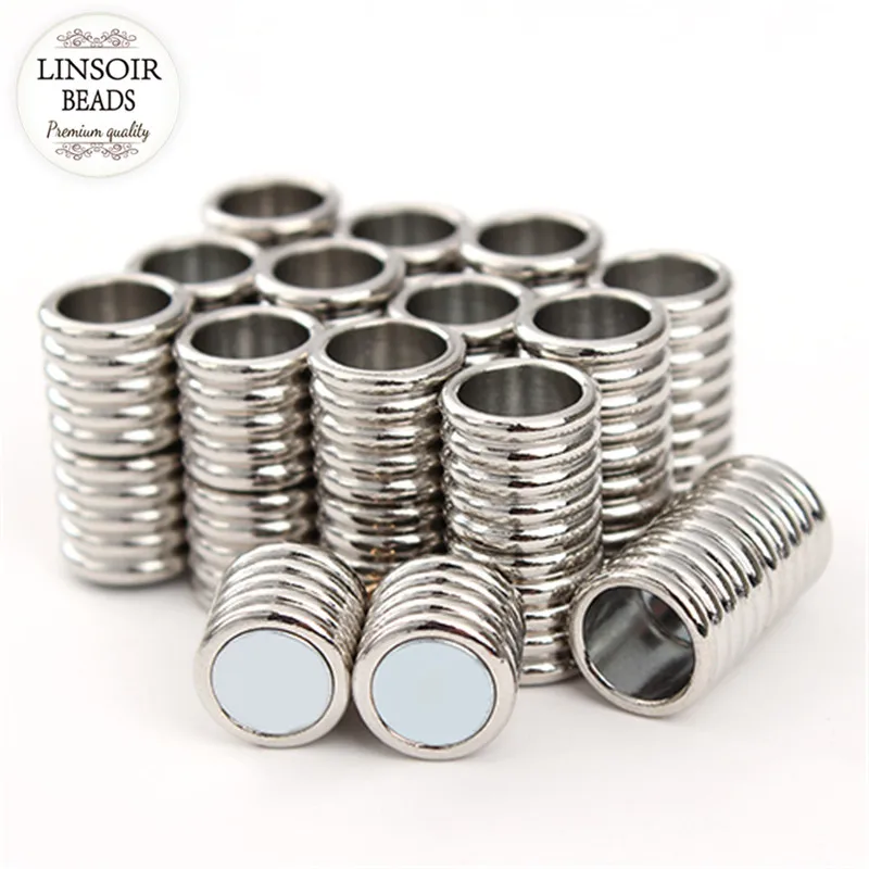 LINSOIR 10pcs Copper Strong Magnetic Clasps Fit 4 5 6 8 mm Leather Cord Bracelet End Clasps Connectors Diy Jewelry Finding