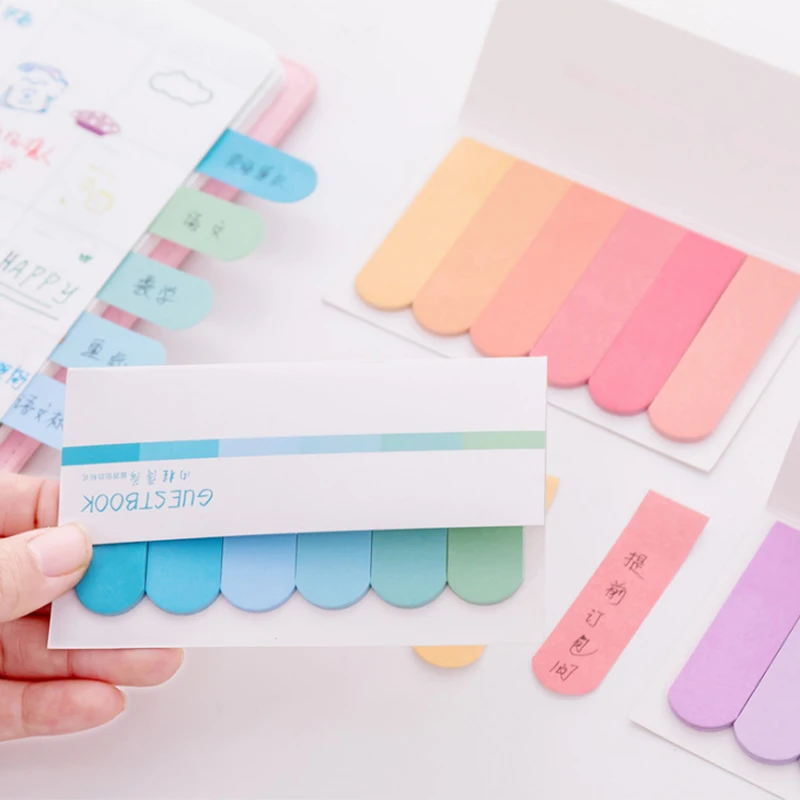Creative Novelty 6 Color Gradient Sticky Notes DIY Student Notes Planner Stickers School Office Supplies Stationery 1 Pcs