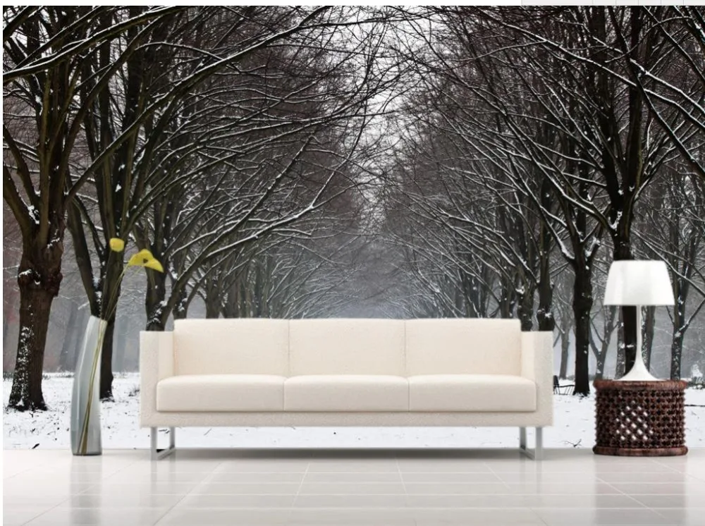 

3d landscape wallpaper Winter Snow Landscape TV backdrop room modern wallpaper Home Decoration