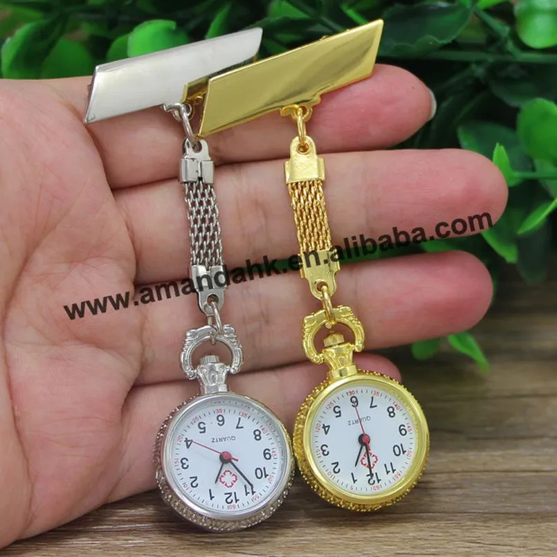 

100pcs/lot, Promotion Vintage Flower Nurse watch Alloy Medical Doctor Watches Gift Brooch Fashion Popular Novelry Wholesale