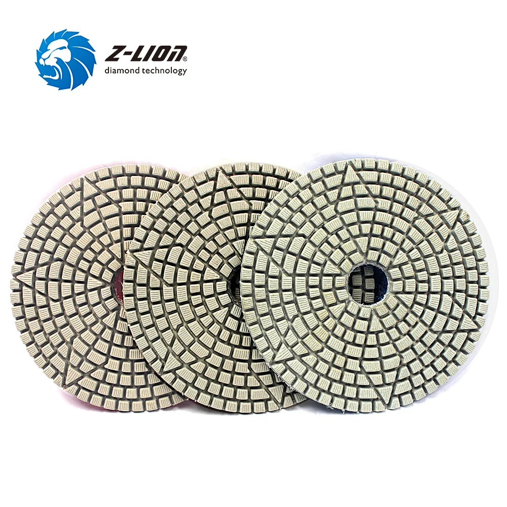 Z-Lion 3 Step Polishing Pad 4 Inch 100mm Abrasive Disc Wheel Diamond Tool For Stone Marble Granite Tile Flexible Grinding