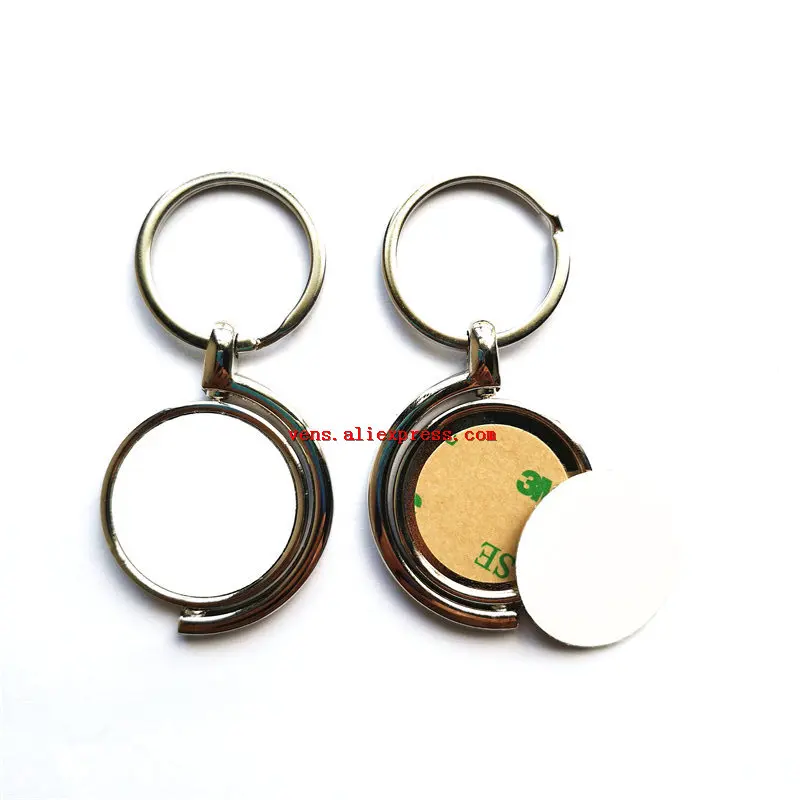 new style sublimation metal keychains rotate key ring hot transfer printing blank consumable print two sides 20pieces/lot