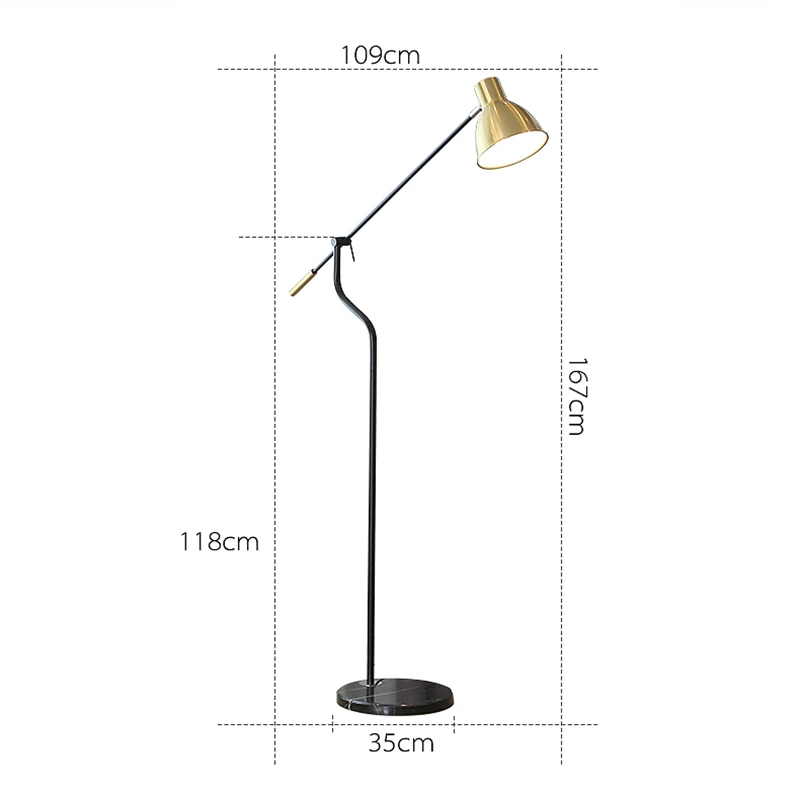 Modern Floor Lamps Creative Adjustable Arm Gold Marble Base E27 For Living Room Bedroom Bedside Sofa Table Lighting Decoration